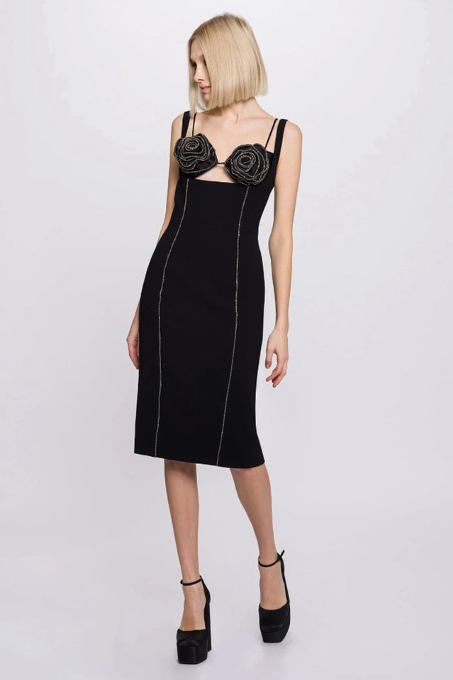 Silver Trim Floral Bustier Midi Dress | Dress In Beauty