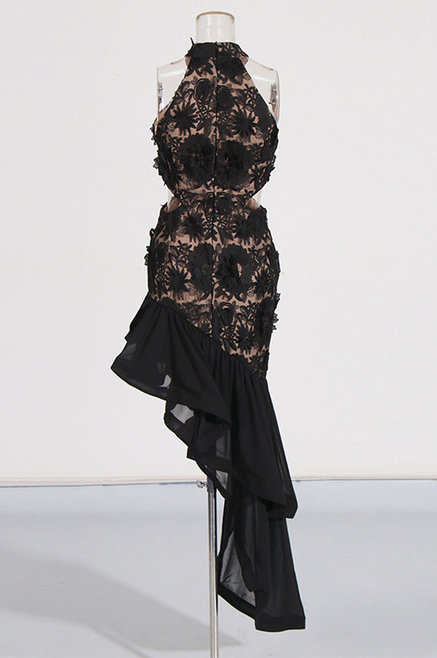 Embroidered 3D Flower Asymmetrical Dress | Dress In Beauty