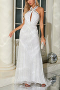Bobbie White Halter Sequin Maxi Dress | Dress In Beauty