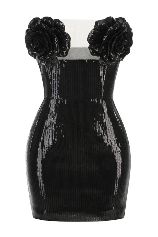 Masozi Strapless Flower Sequin Mini Dress | Dress In Beauty