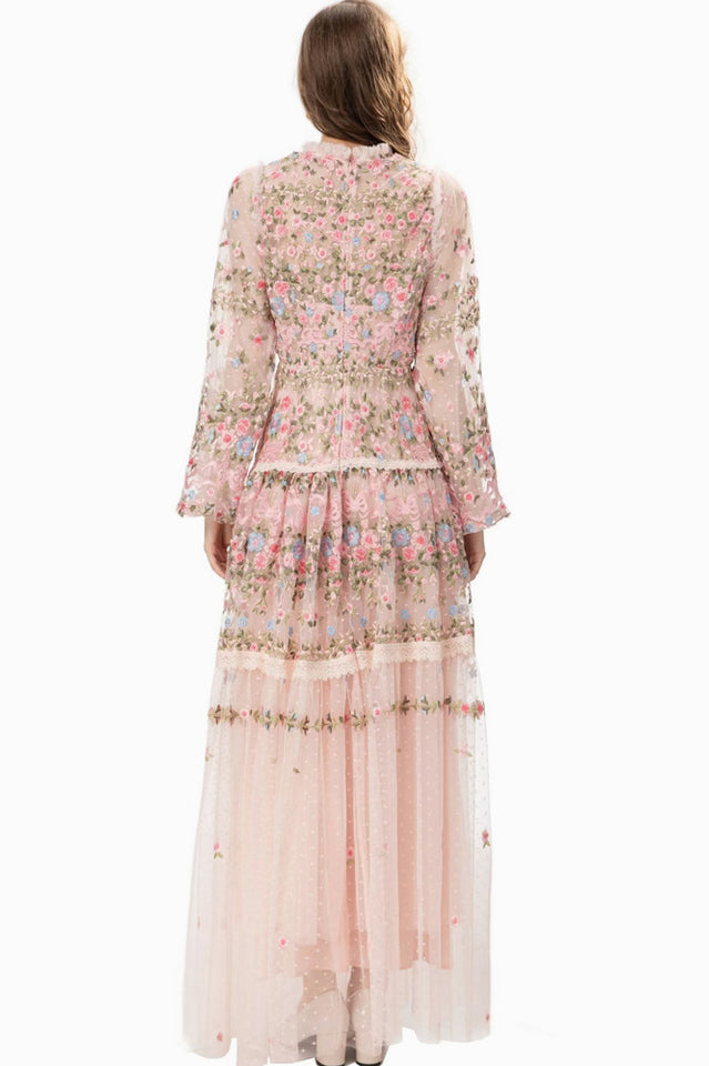 Garden 3/4 Sleeves Embellished Tulle Gown | Dress In Beauty