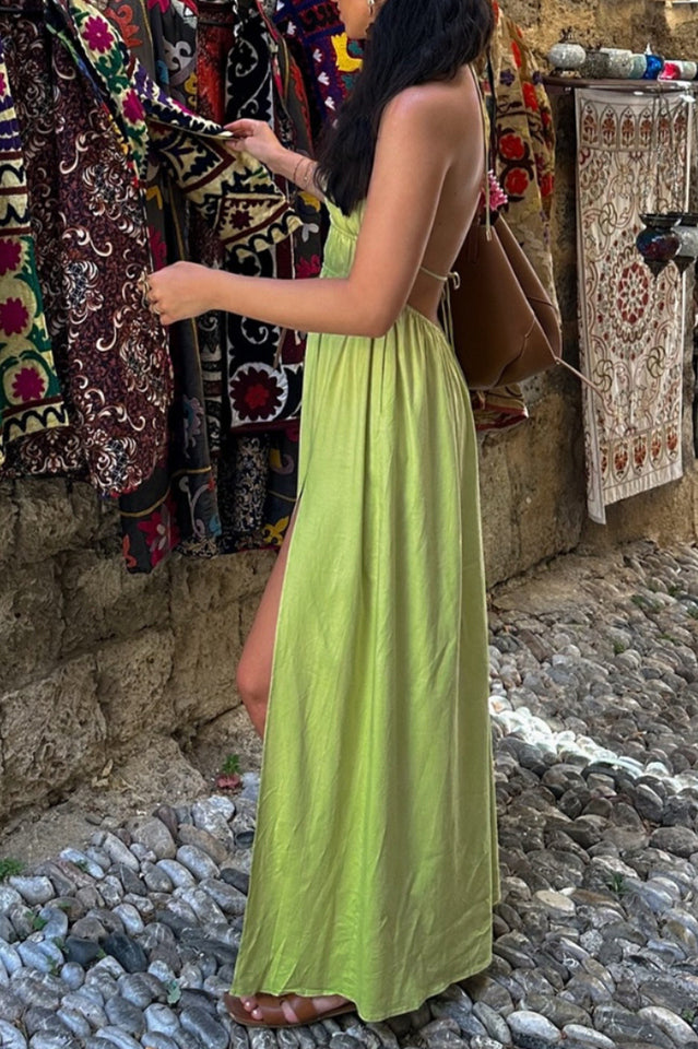 Isla Linen Halter Maxi Dress | Dress In Beauty