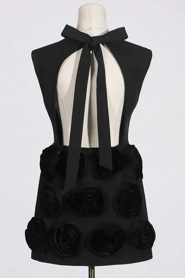 Rose Applique Mini Dress - WEUXS