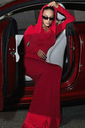 Solid Hooded Bodycon Maxi Dress | Dress In Beauty