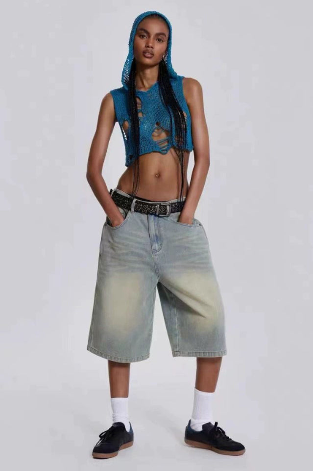 Light Wash Jumbo Jorts | Dress In Beauty
