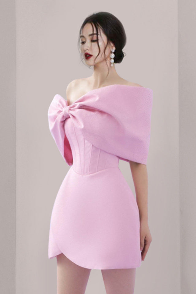 Adah Pink Bowknot Mini Corset Dress | Dress In Beauty