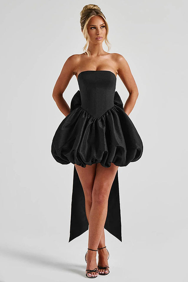 Strapless Bow Puff Mini Dress | Dress In Beauty