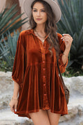 Chestnut Ruffle Velvet Tunic Top | Dress In Beauty
