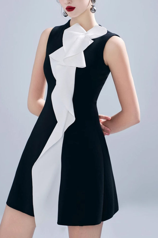 Contrast Color Patchwork Ruffle Mini Dress | Dress In Beauty