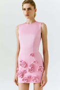 Rose Appliqué Round Neck Cady Dress | Dress In Beauty