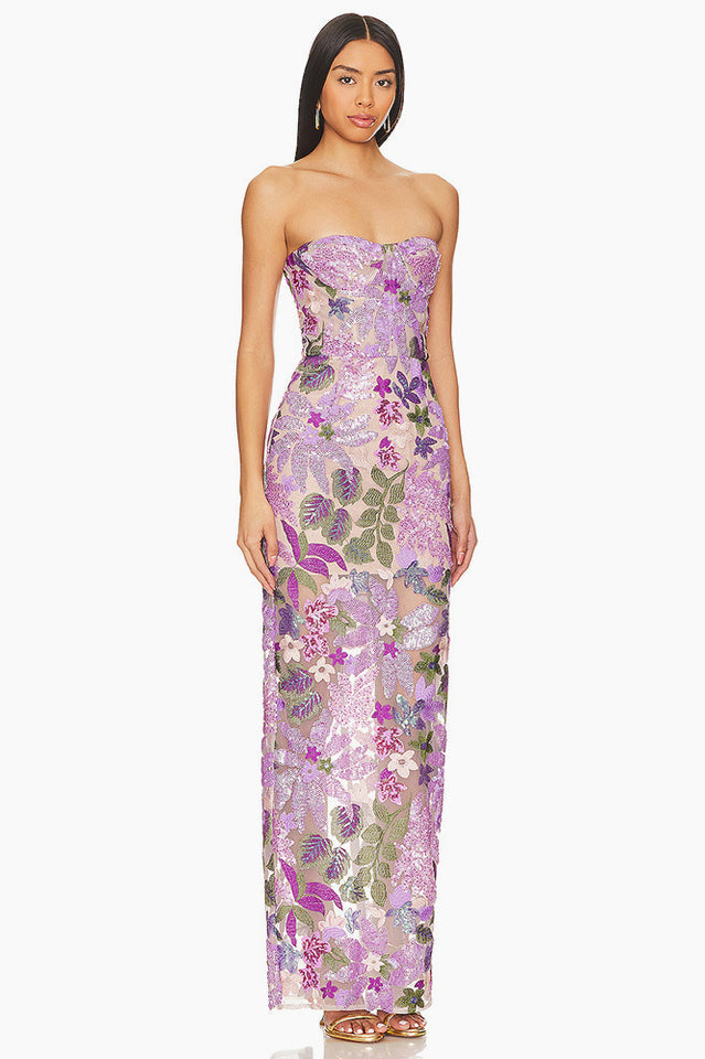Kamames Strapless Floral Sequined Maxi Dress | Dress In Beauty