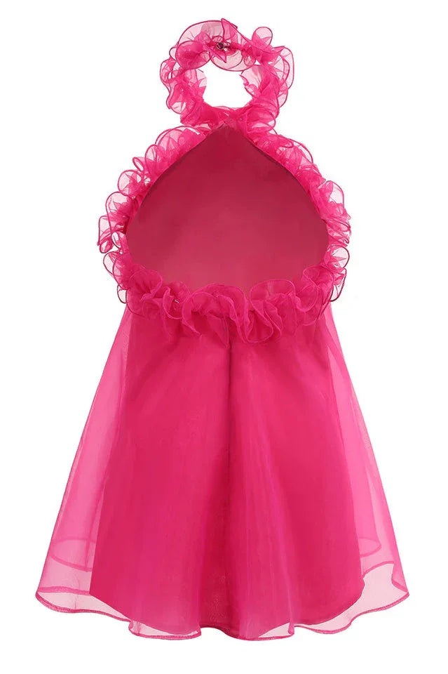 Ruffle Halter Neck Mini Dress - View 6 | WEUXS
