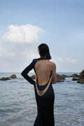 Angelou Black Backless Chain Maxi Dress | Dress In Beauty