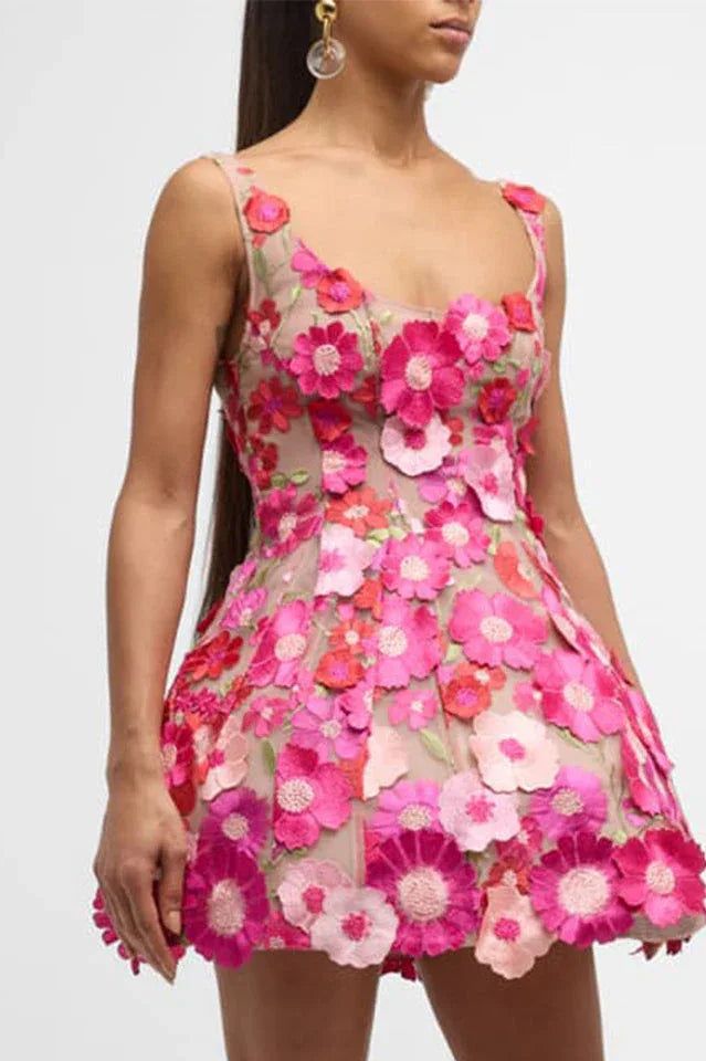 Floral Mesh Mini Dress Secondary image