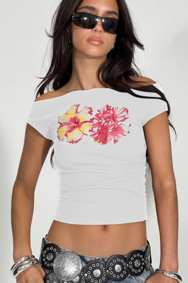 Twist Off Shoulder Graphic Top | Dress In Beauty