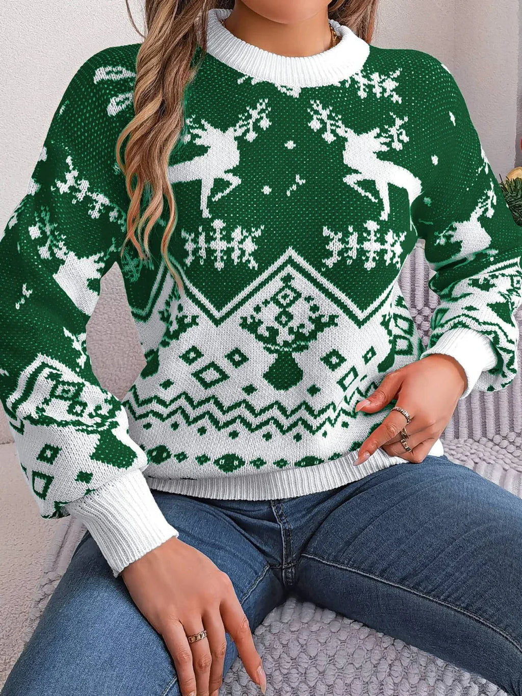 Classic Fair Isle Knit Holiday Sweater - View 6 | WEUXS