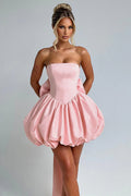 Strapless Bow Puff Mini Dress | Dress In Beauty