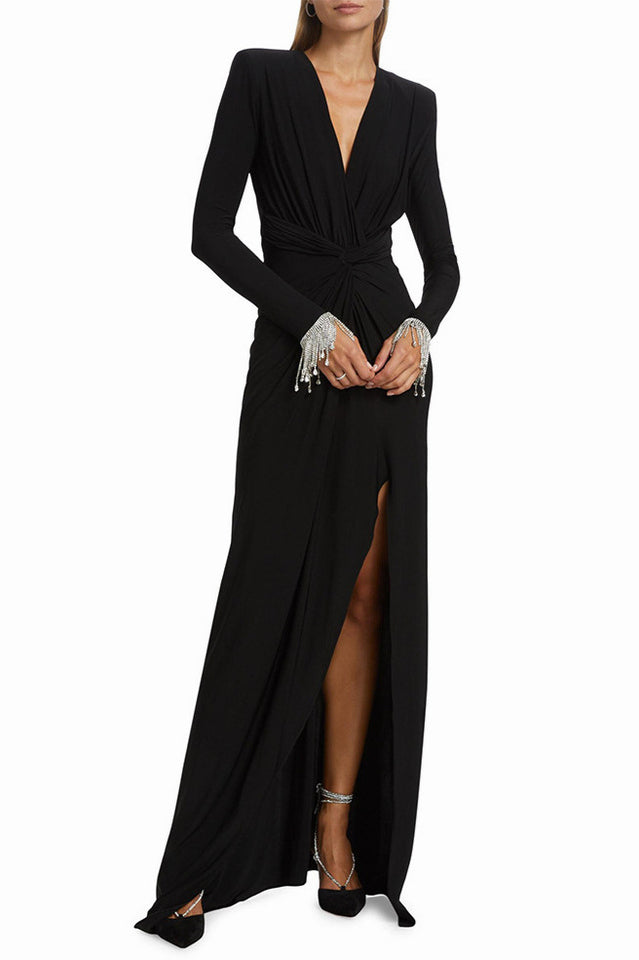 Crystal Detail Draped Maxi Dress | Dress In Beauty