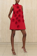 Hilary Red Appliqued Shift Mini Dress | Dress In Beauty