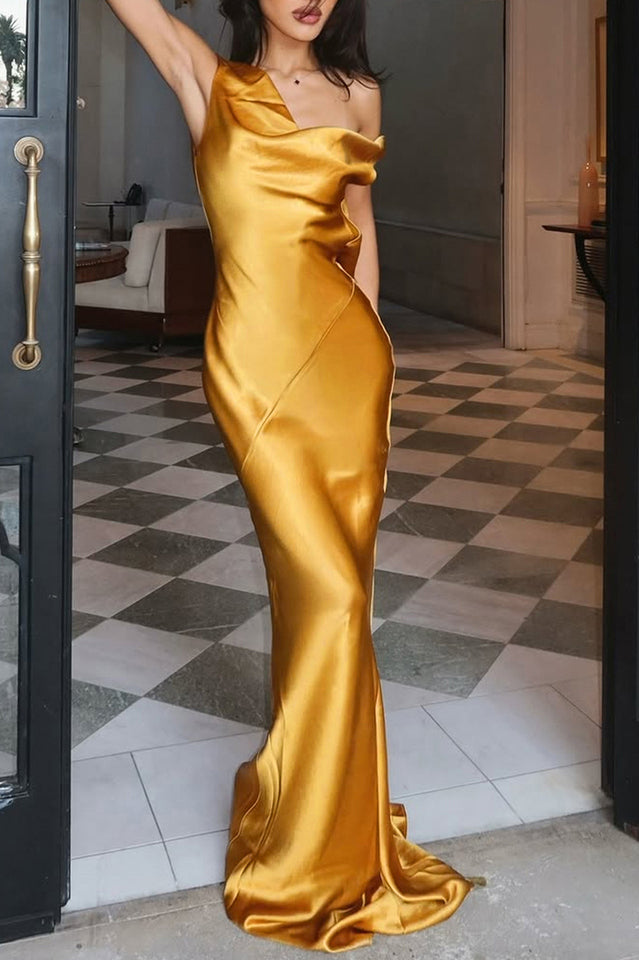 Amber Satin Draped Maxi Dress | Dress In Beauty