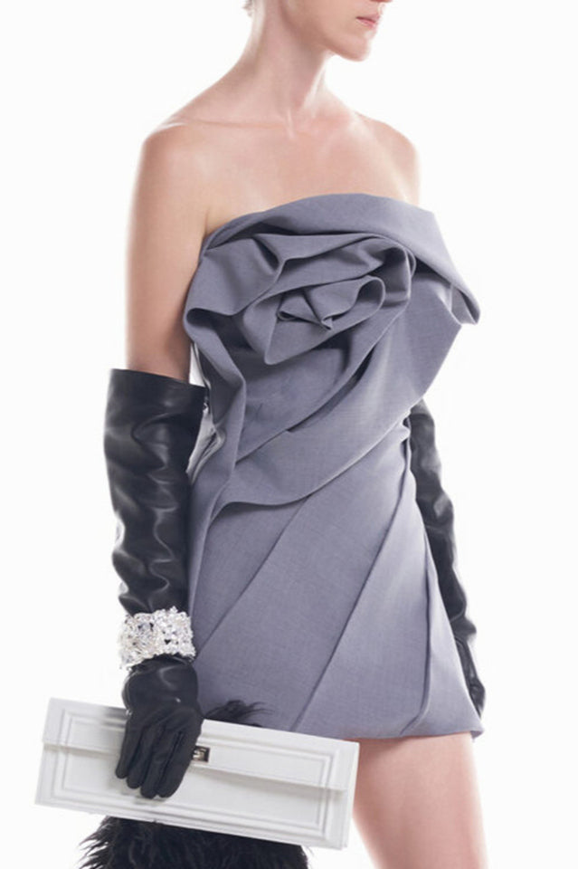 Flower Strapless Ruch Mini Dress | Dress In Beauty