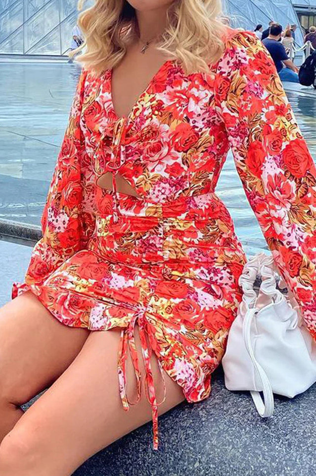 Rose Cut Out Ruched Mini Dress | Dress In Beauty