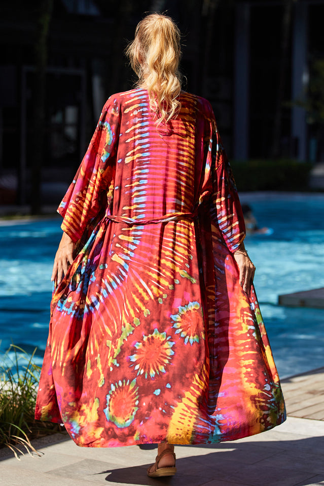 Tie Dye Belt Kimono Blouse (15 Colors) | Dress In Beauty