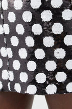Sequin Polka Dot Feather Trim Mini Dress - View 8 | WEUXS