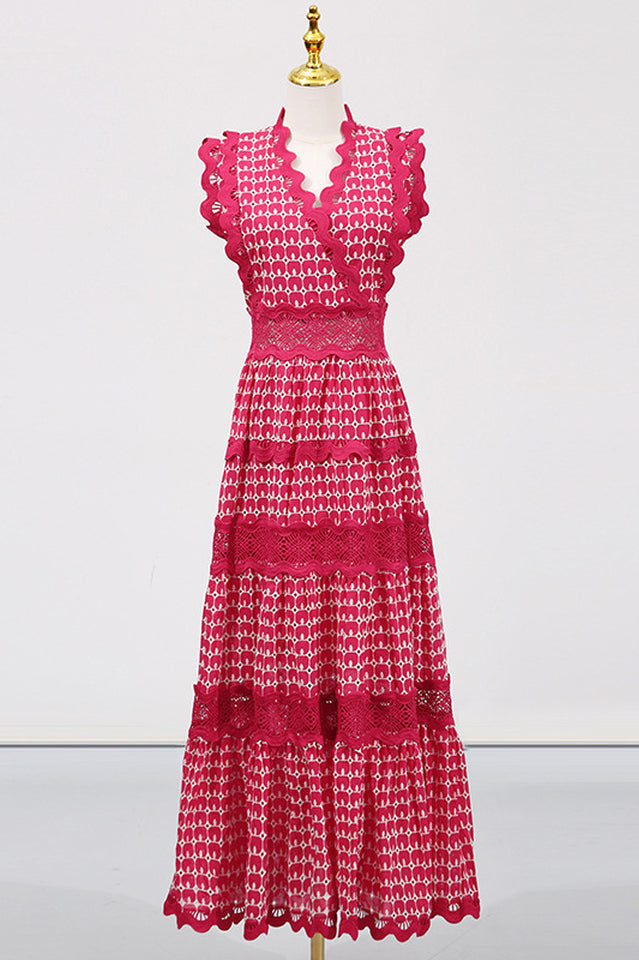 Laser Cut Wavy Trim Maxi Dress | Dress In Beauty