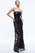 Faux Leather Gown with Lace Detail | Dress In Beauty