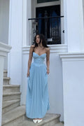 Marcella Ocean Blue Pleated Maxi Dress | Dress In Beauty