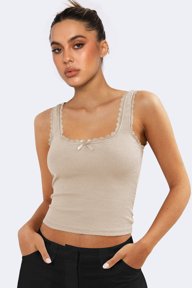 Lace Detailed Square Neck Top | Dress In Beauty