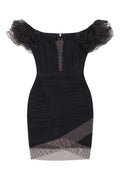 Darcy Ruffle Mesh Crystal Diamante Mini Dress | Dress In Beauty