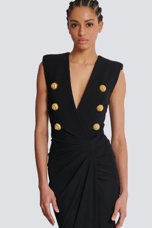 Button Detail Draped Maxi Dress | Dress In Beauty