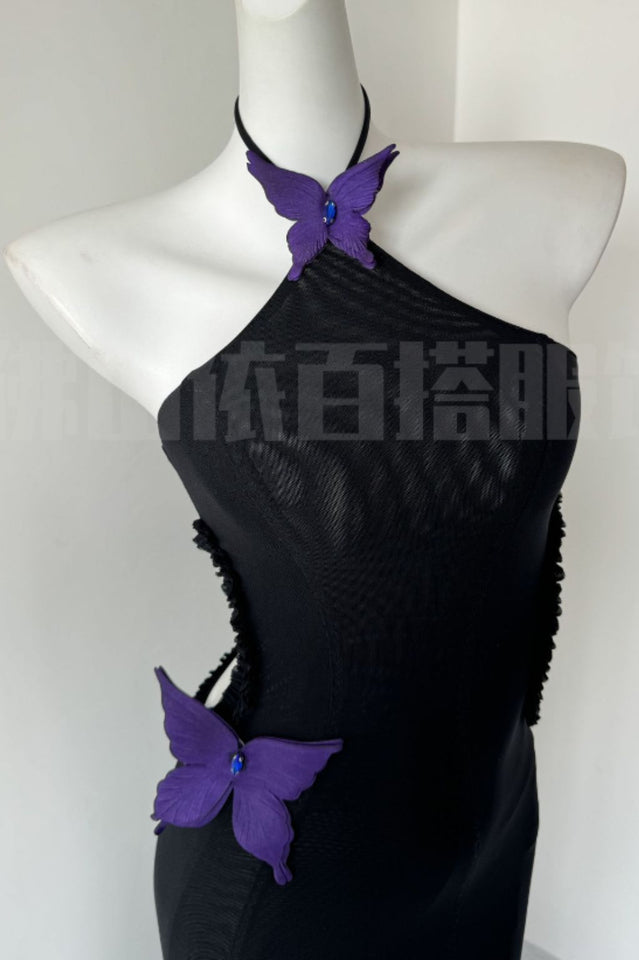 Butterfly Slip Halterneck Dress | Dress In Beauty