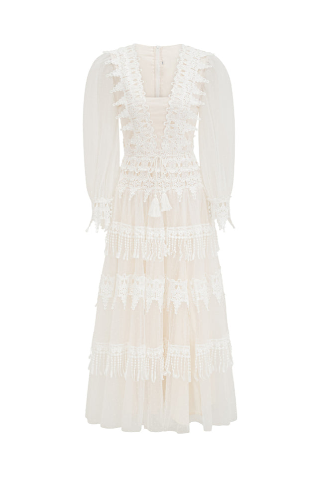 Murphy White Lace Mesh Maxi Dress | Dress In Beauty
