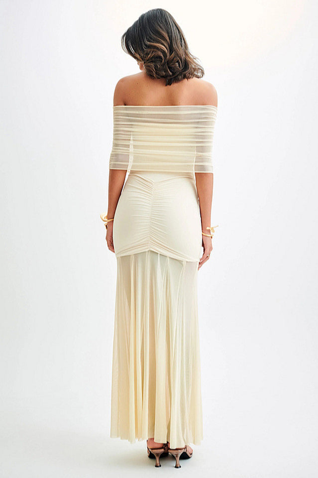 Caspian Slinky And Mesh Maxi Dress | Dress In Beauty