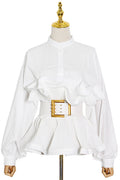 Athina Pleated Ruffle Waist Belt Blouse | Dress In Beauty