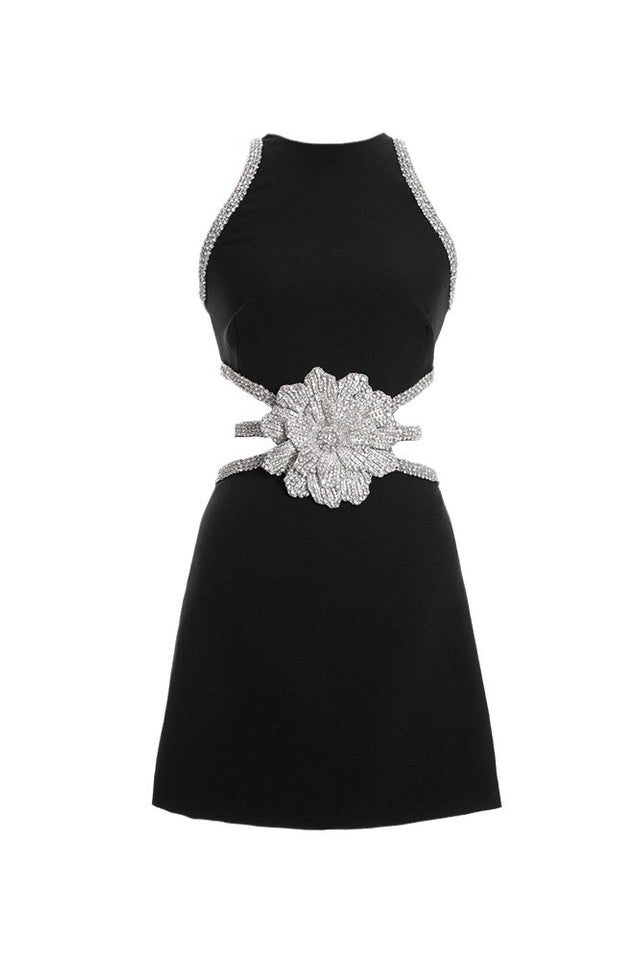 Luna Crystal Floral Embellished Mini Dress | Dress In Beauty