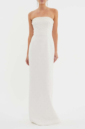 Pearl Embellished Strapless Gown | Dress In Beauty