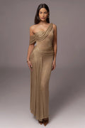Gold Draped Metallic Maxi Dress | Dress In Beauty