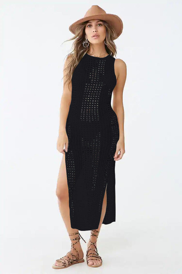 Knitted Cutout Split Beach Cover Up Dress | Dress In Beauty
