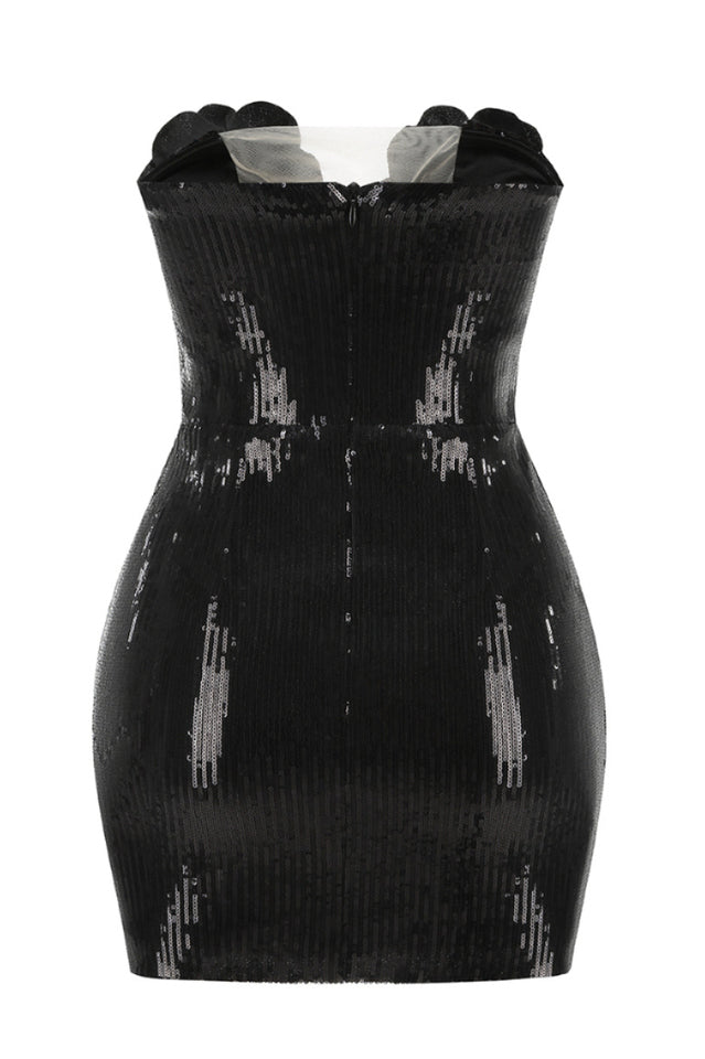 Masozi Strapless Flower Sequin Mini Dress | Dress In Beauty