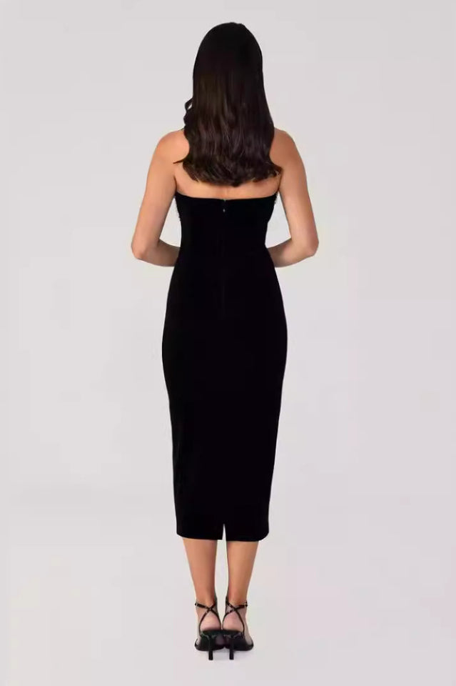 Strapless Crystal Trim Midi Dress | Dress In Beauty