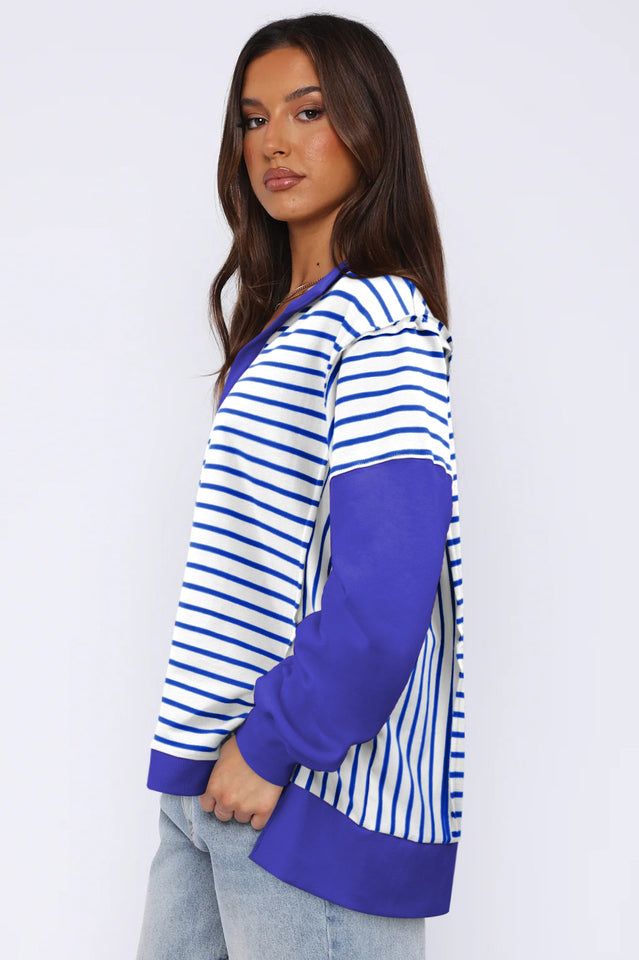 Striped Patchwork Sweatshirt | Dress In Beauty