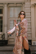 Floral Crane Print Kimono With Belt | Dress In Beauty