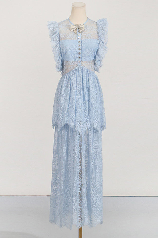 White Lace Tiered Maxi Dress | Dress In Beauty