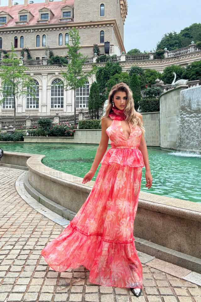 Vanija V-Neck Ruffle Maxi Dress | Dress In Beauty