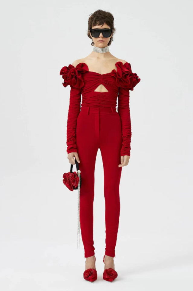 Floral Appliquéd Ruched Crop Top | Dress In Beauty