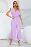 V-Neck Pleats Belted Jumpsuit | Dress In Beauty